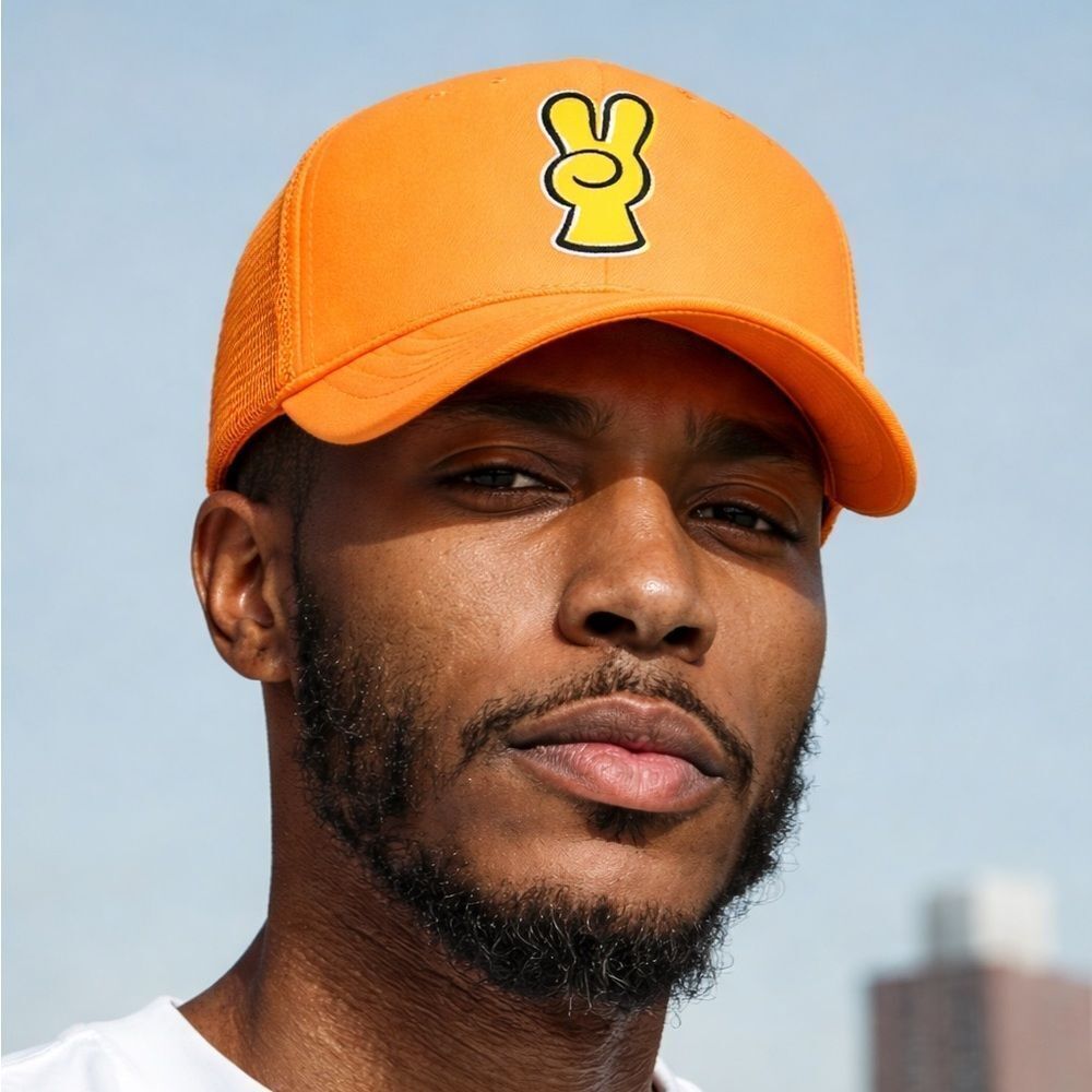 NWT BTS x Despicable Me Collab Peace Sign Yellow Trucker Hat Adjustable Strap